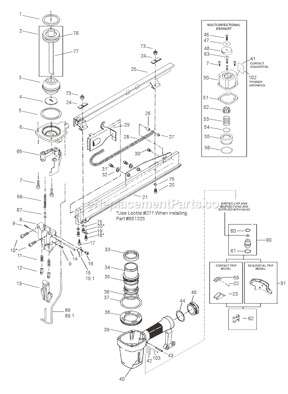 Bostitch T40SL Pneumatic Stapler Page A Diagram