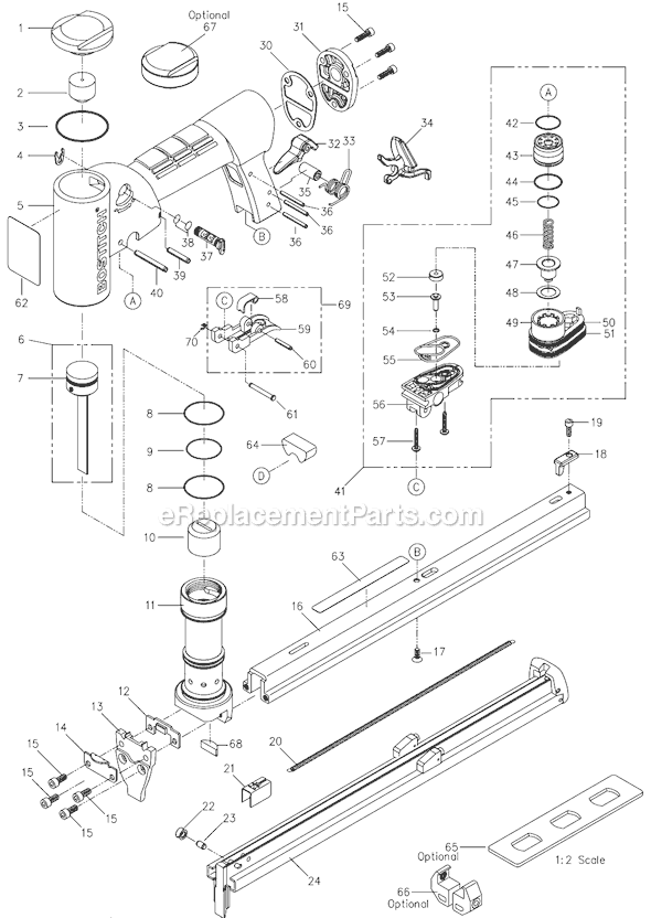 Bostitch TU-216-71LM Industrial Fine Wire Stapler Page A Diagram