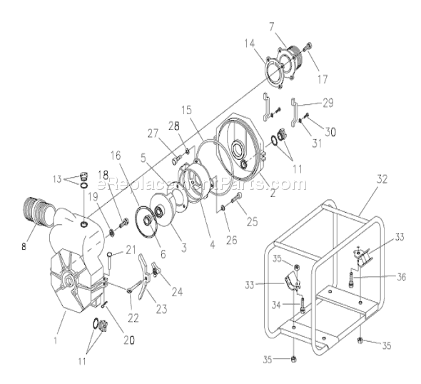 Briggs and Stratton 073017-0 198 GPM Water Pump Page A Diagram