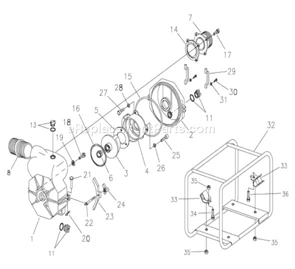 Briggs and Stratton 073023-0 198 GPM Water Pump Page A Diagram