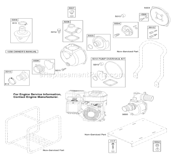 Briggs and Stratton AC0101-0002 Type 1 Water Pump Page A Diagram