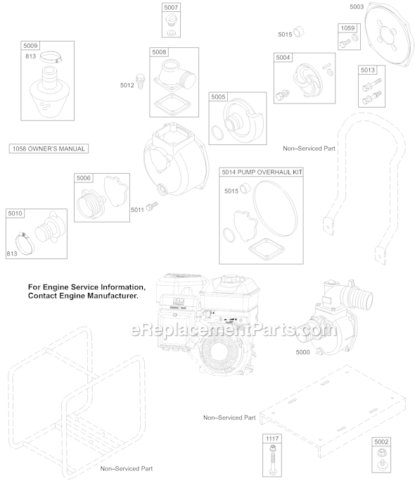 Briggs and Stratton AC0101-0003 Type 1 Water Pump Page A Diagram