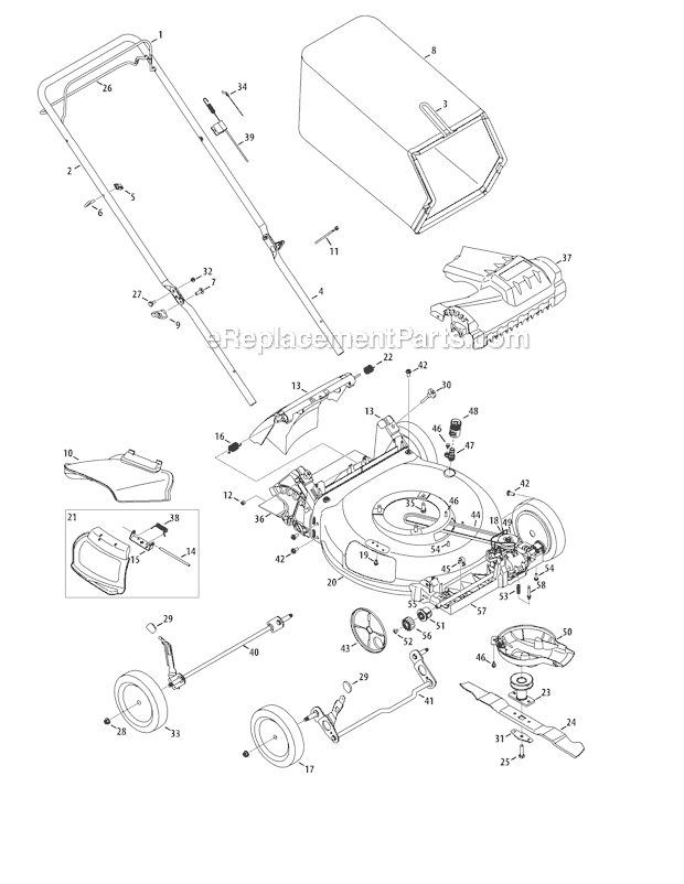 Troy-Bilt TB210 (12A-A26M066) (2011) Self-Propelled Walk-Behind Mower Page A Diagram