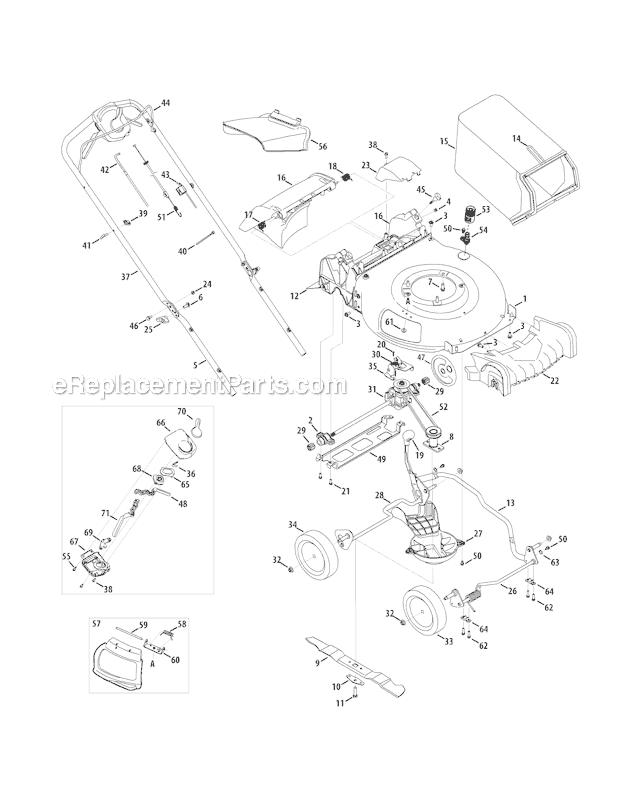 Troy-Bilt TB330XP (12AKC39B066) (2011) Self-Propelled Walk-Behind Mower Page A Diagram