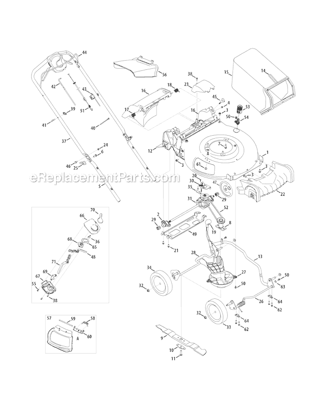 Troy-Bilt TB330XP (12AKC39C211) (2011) Self-Propelled Walk-Behind Mower Page A Diagram