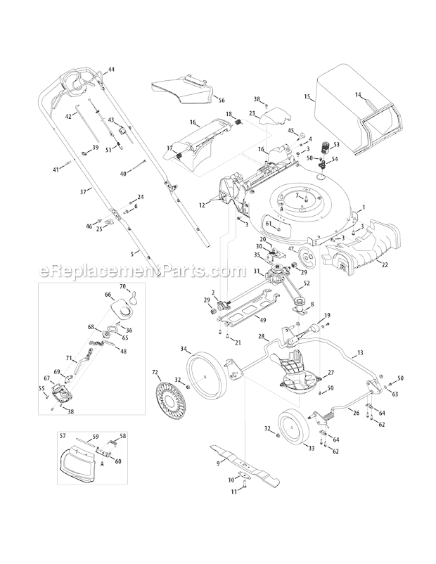 Troy-Bilt TB350XP (12AKD39B066) (2011) Self-Propelled Walk-Behind Mower Page A Diagram