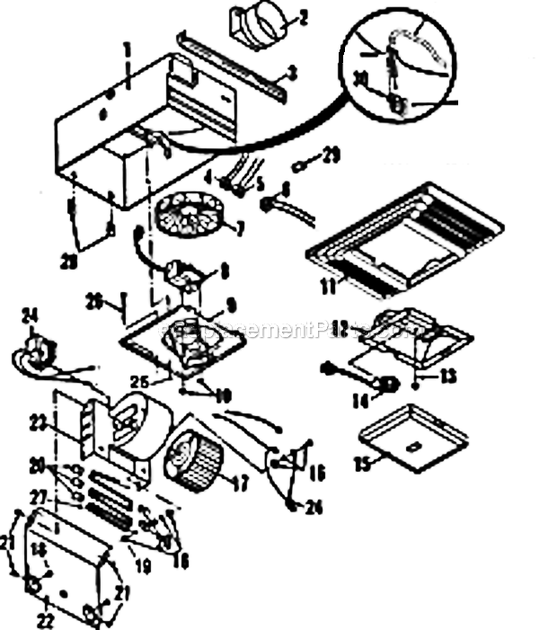 Broan 657A Fan/Light Parts Diagram Diagram