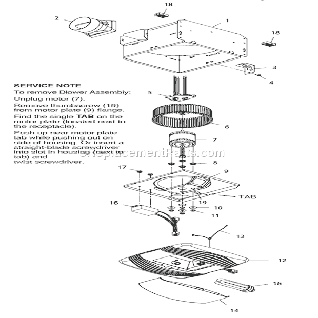 Broan QTR100FLT Ventilation Fan Page A Diagram