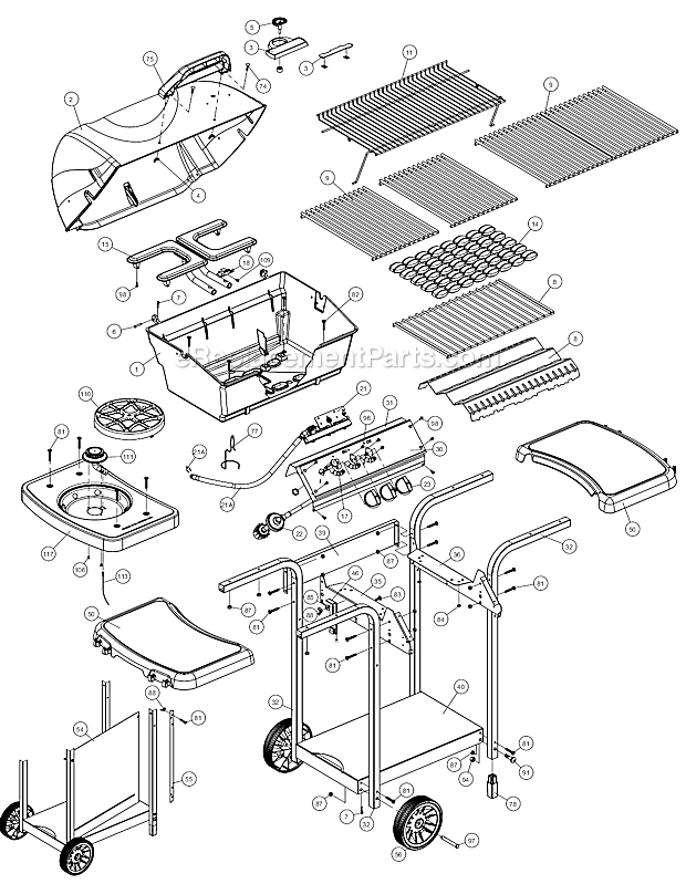 Broil-Mate 1302-4W Gas Grill Page A Diagram