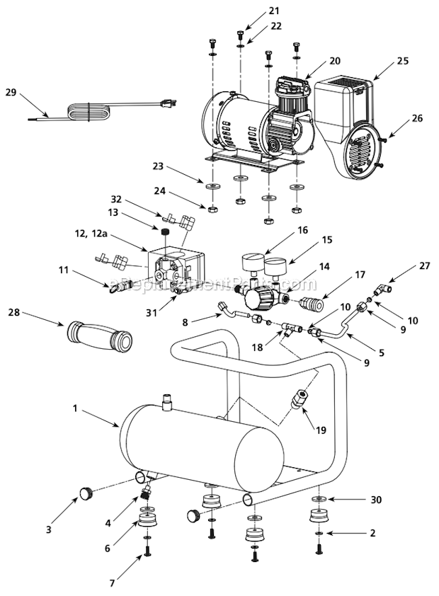 Campbell Hausfeld CT100100AV 1 Gallon Oil Free Air Compressor Page A Diagram