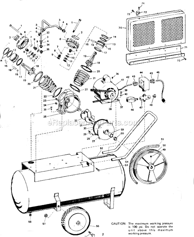 Campbell Hausfeld FL-3203 Twin Cylinder Air Compressor Page A Diagram