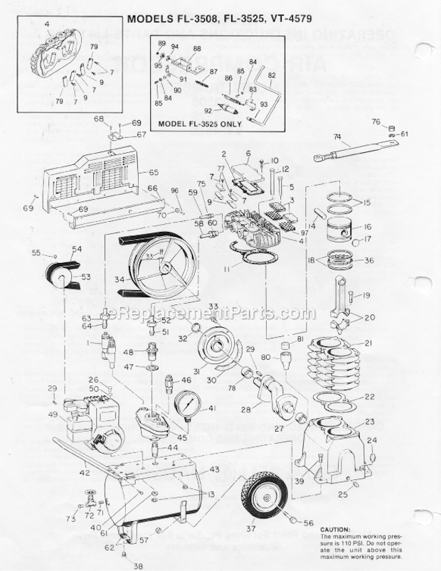 Campbell Hausfeld FL-3525 Air Compressor Page A Diagram