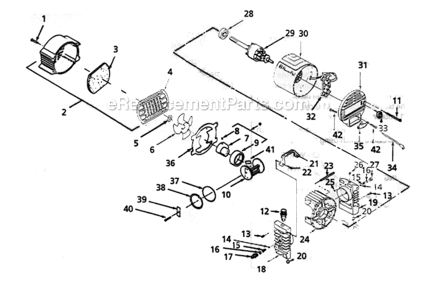 Campbell Hausfeld MT4000 (1997) Motor/Pump Assembly Page A Diagram