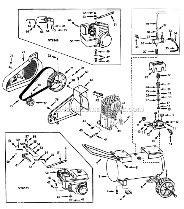 Campbell Hausfeld VT617103 (1995) Air Compressor Page A Diagram