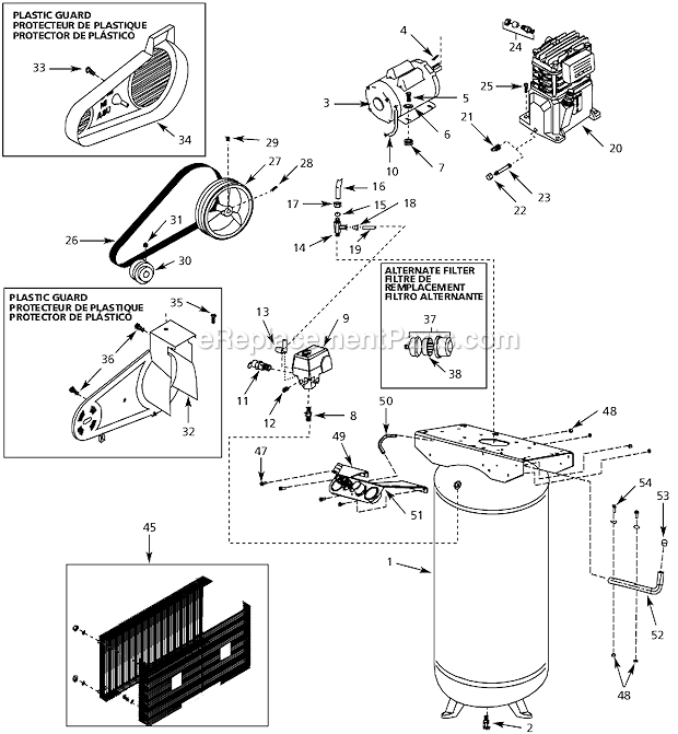 Campbell Hausfeld VT634600 Vertical Air Compressor Page A Diagram