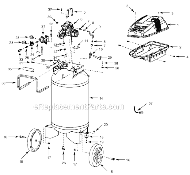 Campbell Hausfeld WL611105 Oilless Air Compressor Page A Diagram