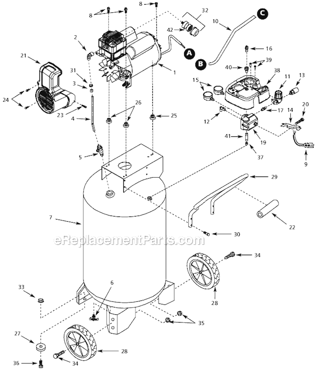 Campbell Hausfeld WL611701 Oilless Air Compressor Page A Diagram