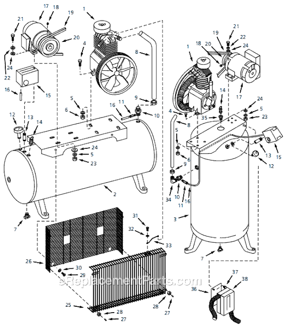 Campbell Hausfeld CI051080VMSA (2003) Stationary Two-Stage Air Compressor Page A Diagram