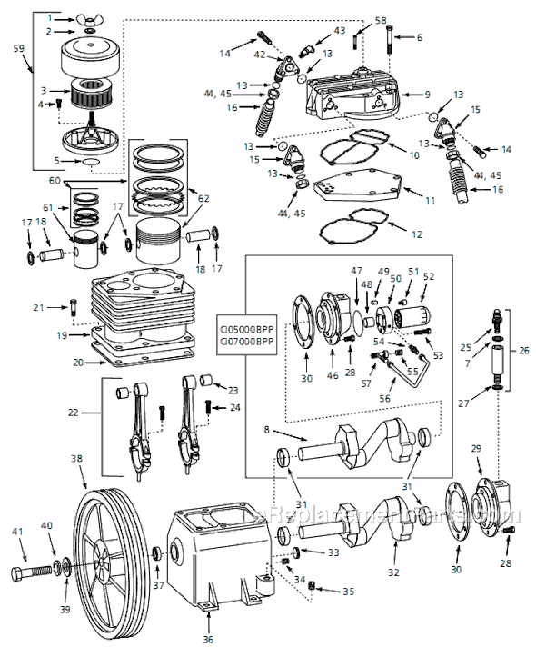 Campbell Hausfeld CI07000BPP (2003) Two-Stage Air Compressor Pump Page A Diagram