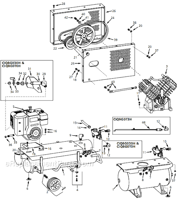 Campbell Hausfeld CIQ9G0T3H (1998) Gasoline Engine Air Compressor Page A Diagram