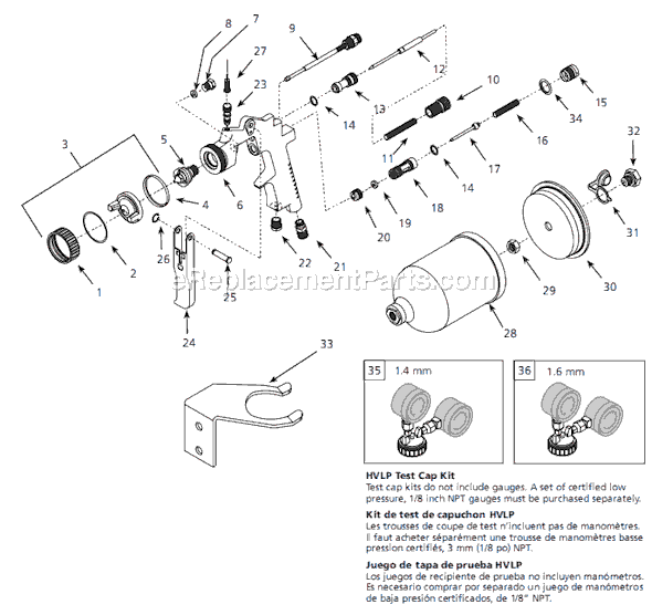 Campbell Hausfeld DH7900 (2008.02) HVLP Gravity Feed Spray Gun Page A Diagram