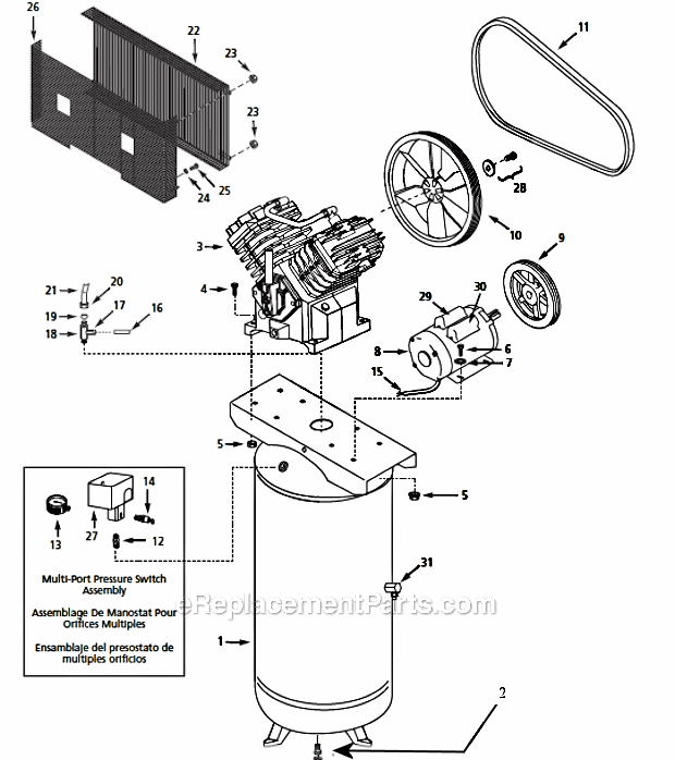 Campbell Hausfeld DP5810-Q 5 HP Air Compressor Page A Diagram
