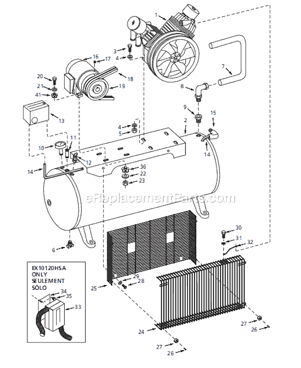 Campbell Hausfeld EX10120HA (2005) 10 HP Two-Stage Air Compressor Page A Diagram