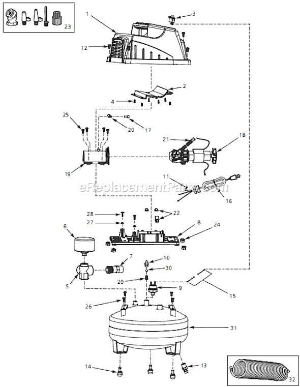 Campbell Hausfeld FP202897 (2007) Oilless Compressor Page A Diagram