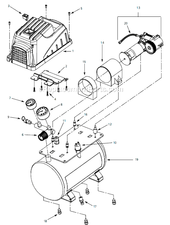 Campbell Hausfeld FP204901 (2007) Oilless Compressor Page A Diagram