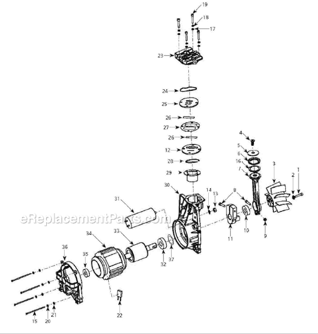 Campbell Hausfeld HJ1000 Pump/Motor Assembly Page A Diagram