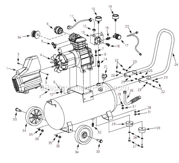 Campbell Hausfeld HL4000 (2007) Oil-Lubricated Pump Page A Diagram