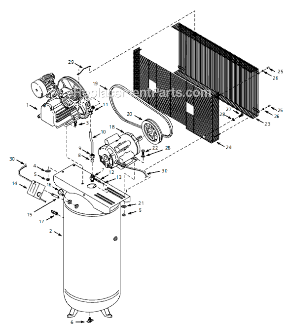 Campbell Hausfeld HS4817 (1999) Stationary Air Compressor Page A Diagram