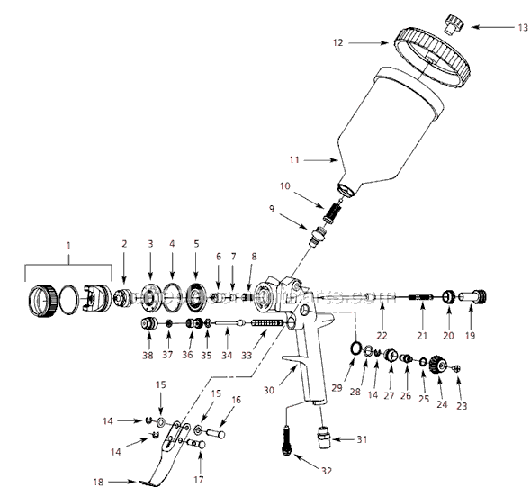 Campbell Hausfeld IFS585 (2004.08) Gravity Feed Spray Gun Page A Diagram