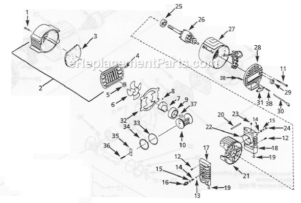 Campbell Hausfeld MT320004 (1997) PowerPal Motor Pump Assembly Page A Diagram