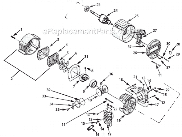 Campbell Hausfeld MT350003 (1997) PowerPal Motor Pump Assembly Page A Diagram