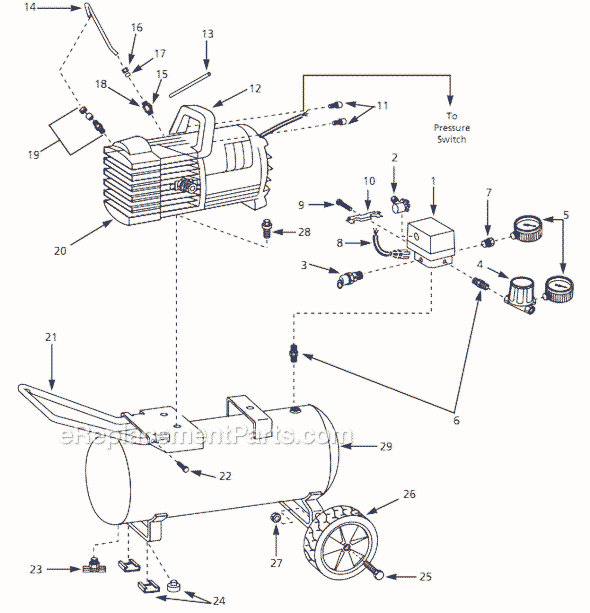 Campbell Hausfeld MT500106 (1997) PowerPal Motor Pump Assembly Page A Diagram