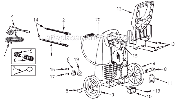 Campbell Hausfeld PW1586 1550 PSI Electric Pressure Washer W/Steam Cleaner Page A Diagram