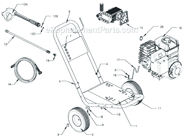 Campbell Hausfeld PW322110LE (2003) Horizontal Pressure Washer Page A Diagram