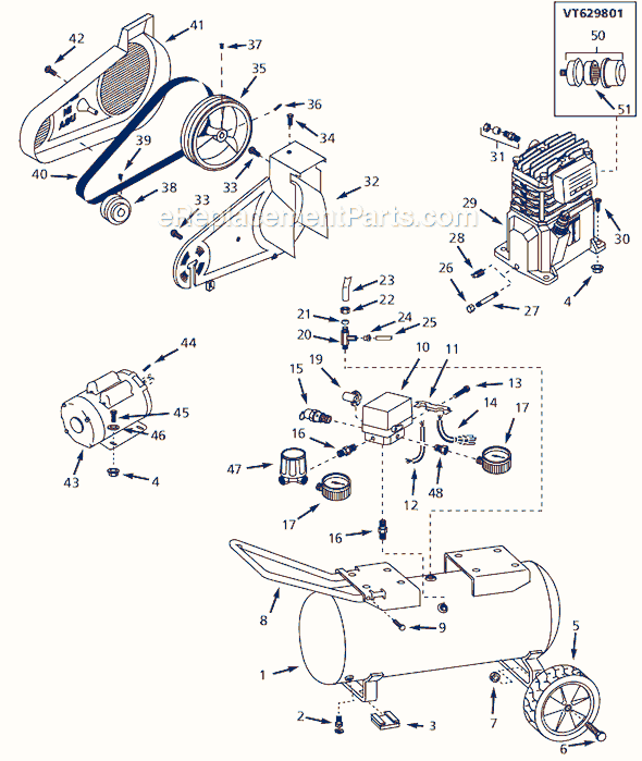 Campbell Hausfeld VA500004 (1997) Portable Air Compressor Page A Diagram