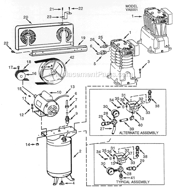 Campbell Hausfeld VA5001 Vertical-Twin Compressor Pump Page A Diagram