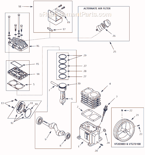 Campbell Hausfeld VT203003 (2003) Air Compressor Pump Page A Diagram