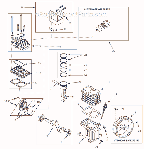 Campbell Hausfeld VT273100 (2005) Air Compressor Pump Page A Diagram