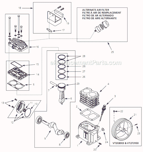 Campbell Hausfeld VT470000 (2005) Air Compressor Pump Page A Diagram