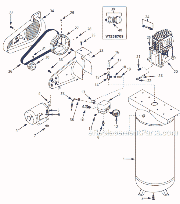Campbell Hausfeld VT558708 (1998) Vertical Air Compressors Page A Diagram