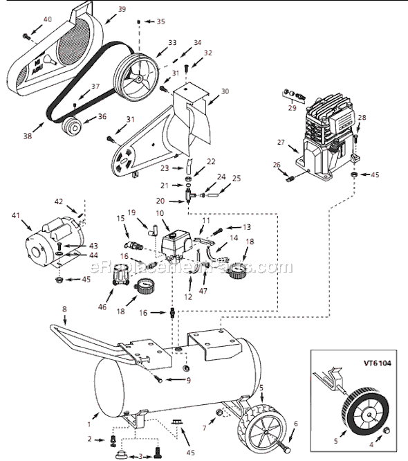 Campbell Hausfeld VT612207 (2004) Portable Air Compressor Page A Diagram