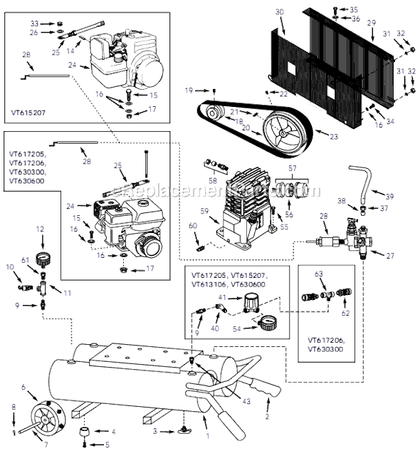 Campbell Hausfeld VT615207 (1999) Contractor Air Compressor Page A Diagram