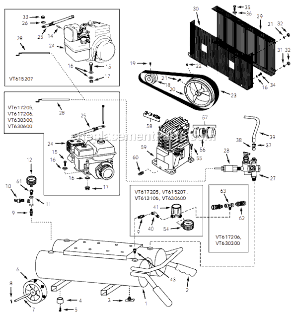 Campbell Hausfeld VT617205 (1999) Contractor Air Compressor Page A Diagram