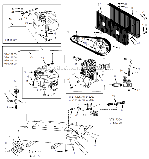 Campbell Hausfeld VT617206 (1999) Contractor Air Compressor Page A Diagram