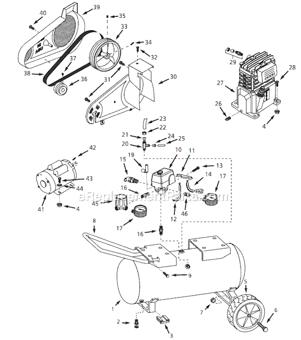 Campbell Hausfeld VT618205 (2003) Portable Air Compressor Page A Diagram