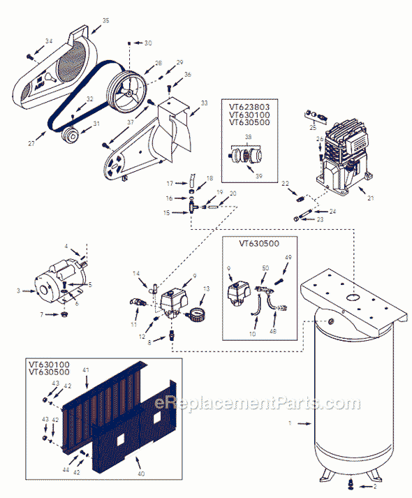 Campbell Hausfeld VT619503 (2001) Vertical Air Compressors Page A Diagram